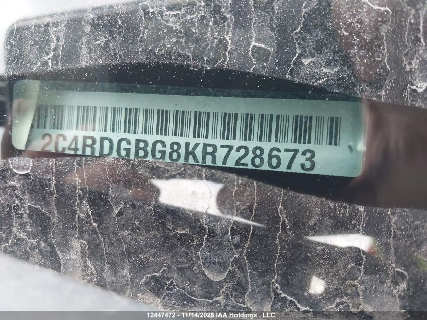 2019 Dodge Grand Caravan Cvp/Sxt VIN: 2C4RDGBG8KR728673 Lot: 12447472