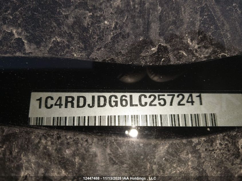 2020 Dodge Durango Gt VIN: 1C4RDJDG6LC257241 Lot: 12447488