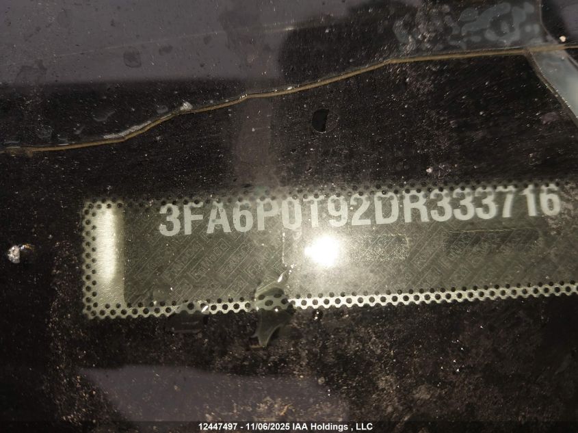 2013 Ford Fusion Se VIN: 3FA6P0T92DR333716 Lot: 12447497