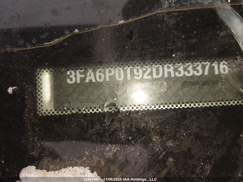 2013 Ford Fusion Se VIN: 3FA6P0T92DR333716 Lot: 12447497