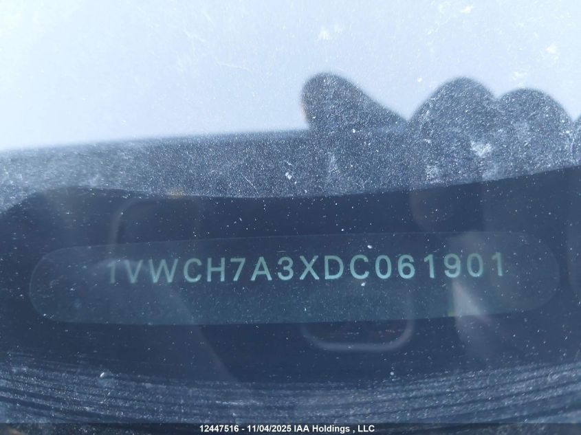 2013 Volkswagen Passat 2.5L Highline VIN: 1VWCH7A3XDC061901 Lot: 12447516