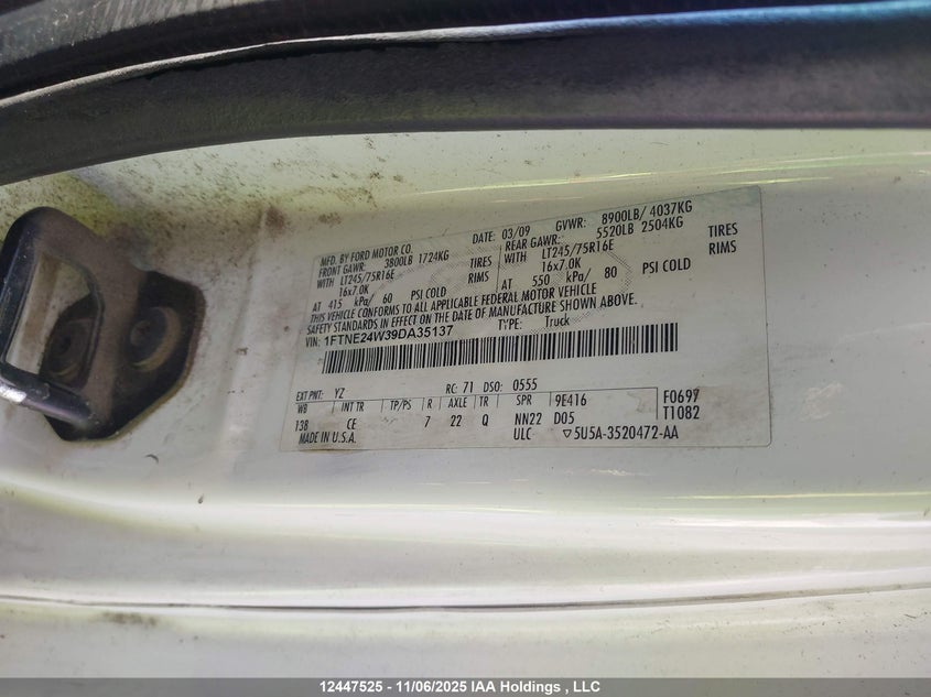 1FTNE24W39DA35137 2009 FORD ECONOLINE photo no. 9