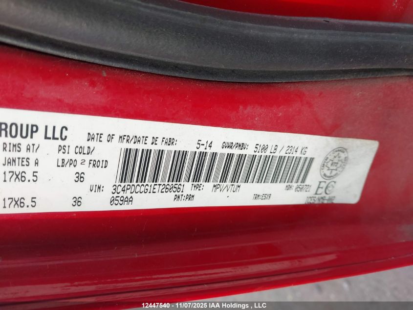 2014 Dodge Journey Sxt VIN: 3C4PDCCG1ET260561 Lot: 12447540