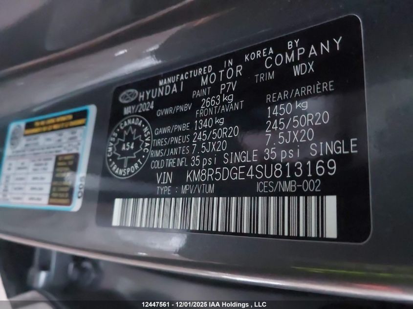 2025 Hyundai Palisade Ultimate Calligraphy VIN: KM8R5DGE4SU813169 Lot: 12447561