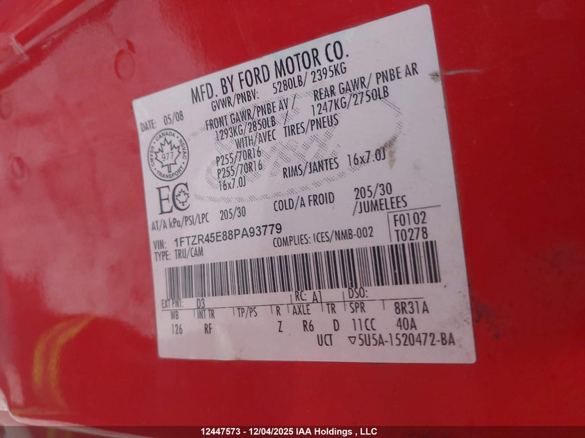 1FTZR45E88PA93779 2008 FORD RANGER photo no. 9