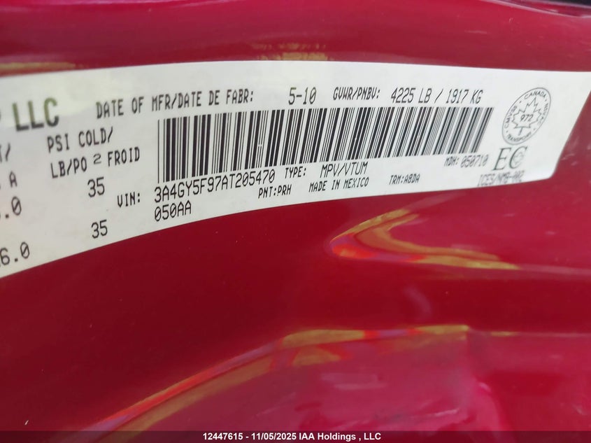 2010 Chrysler Pt Cruiser Classic VIN: 3A4GY5F97AT205470 Lot: 12447615