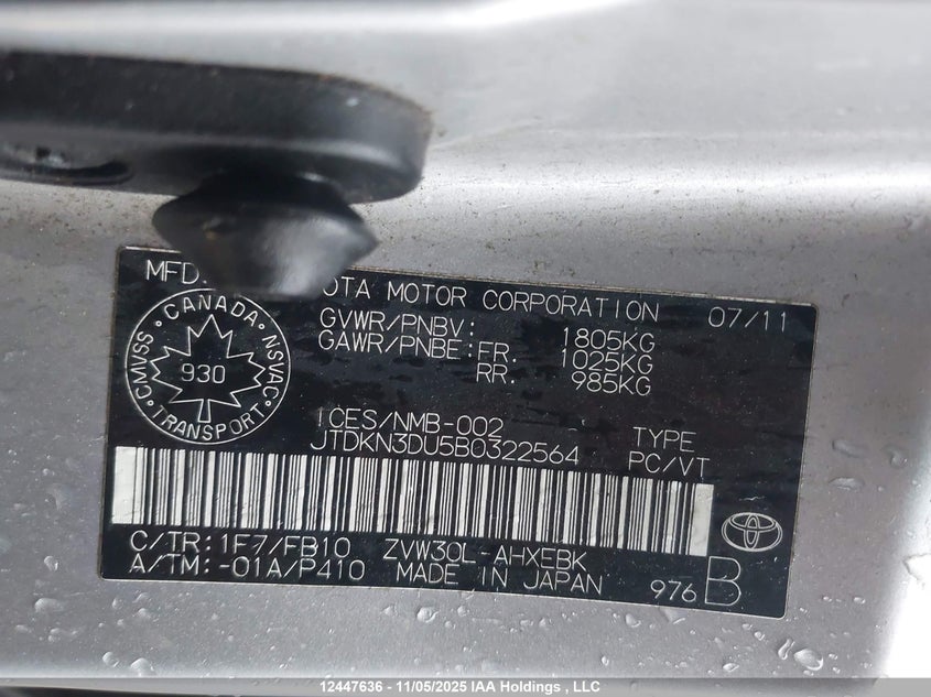 JTDKN3DU5B0322564 2011 TOYOTA PRIUS photo no. 18