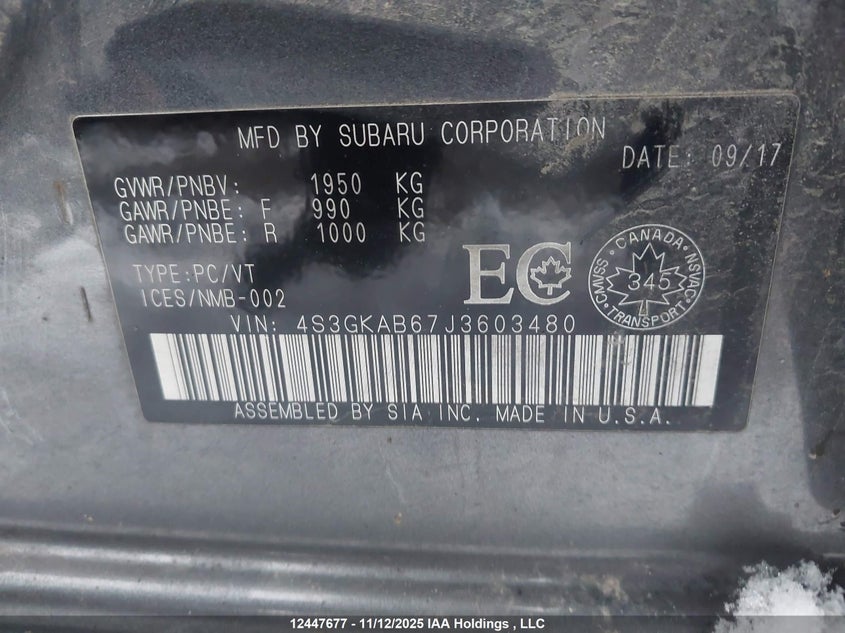 2018 Subaru Impreza Premium VIN: 4S3GKAB67J3603480 Lot: 12447677