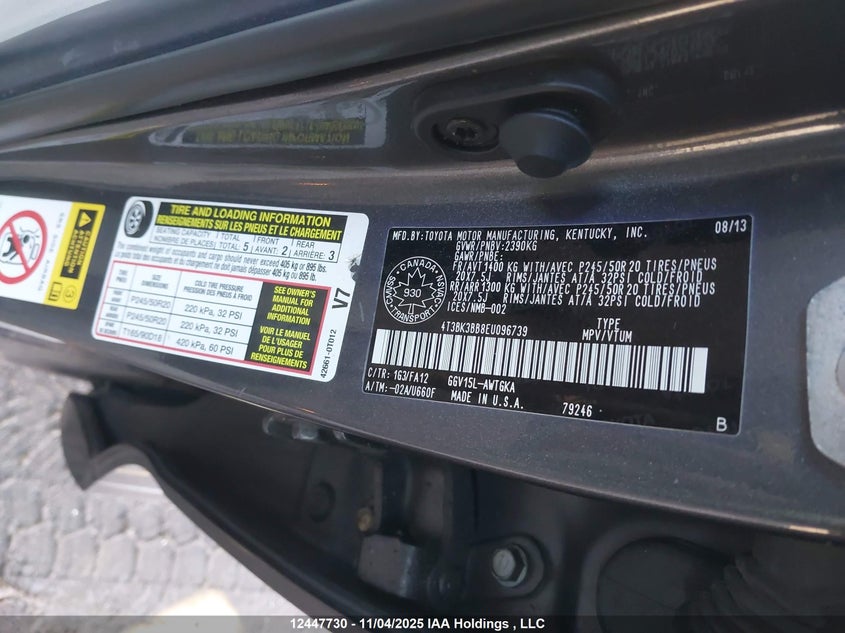 2014 Toyota Venza Base V6 VIN: 4T3BK3BB8EU096739 Lot: 12447730