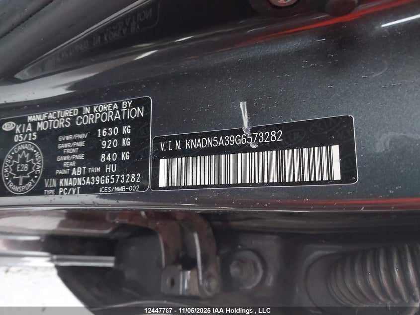 2016 Kia Rio Ex/Sx VIN: KNADN5A39G6573282 Lot: 12447787