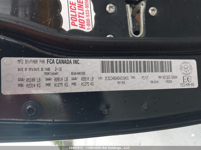 2016 Chrysler 300 S VIN: 2C3CCABG0GH216431 Lot: 12447813