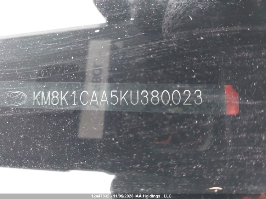 2019 Hyundai Kona 2.0L Essential VIN: KM8K1CAA5KU380023 Lot: 12447832