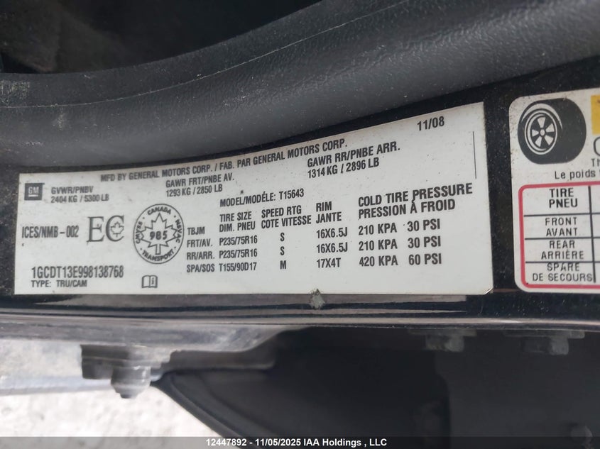 1GCDT13E998138768 2009 CHEVROLET COLORADO photo no. 9