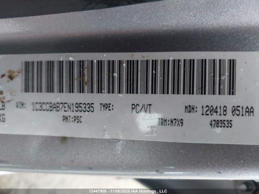 2014 Chrysler 200 Lx VIN: 1C3CCBAB7EN195335 Lot: 12447908