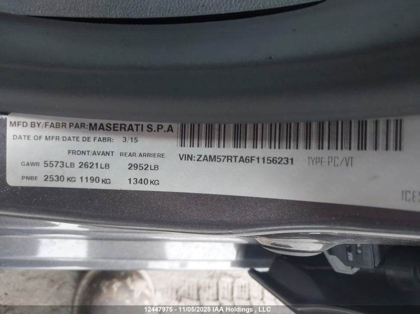 ZAM57RTA6F1156231 2015 MASERATI GHIBLI photo no. 9