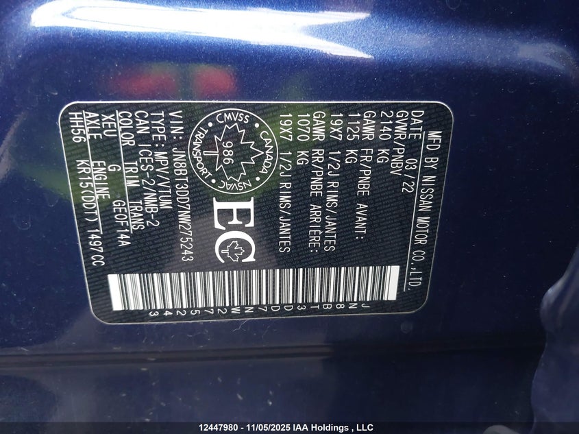 JN8BT3DD7NW275243 2022 NISSAN ROGUE photo no. 18