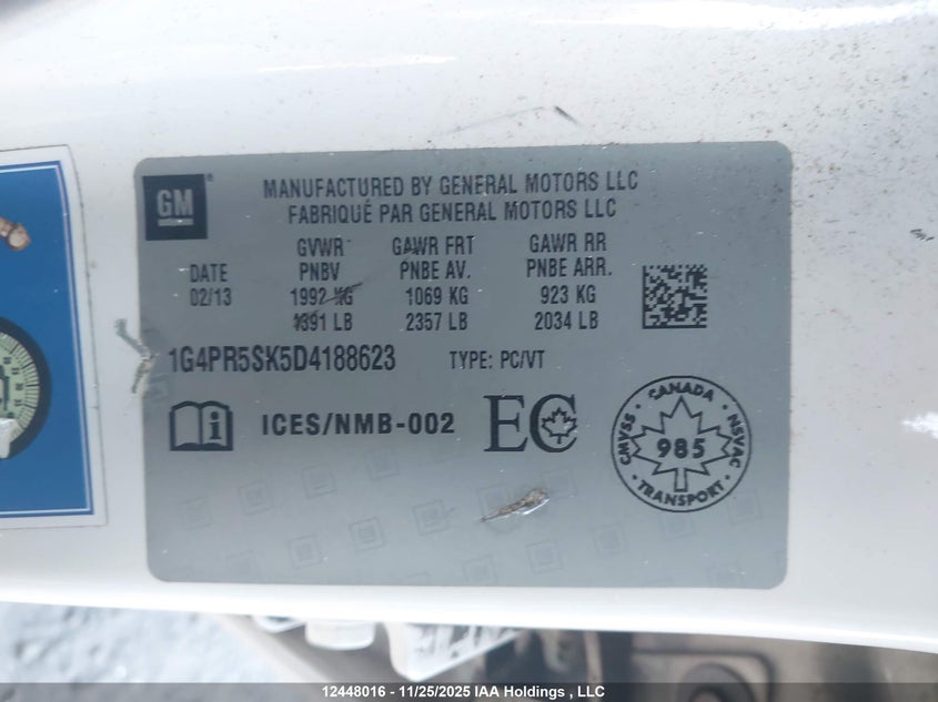 2013 Buick Verano Convenience VIN: 1G4PR5SK5D4188623 Lot: 12448016