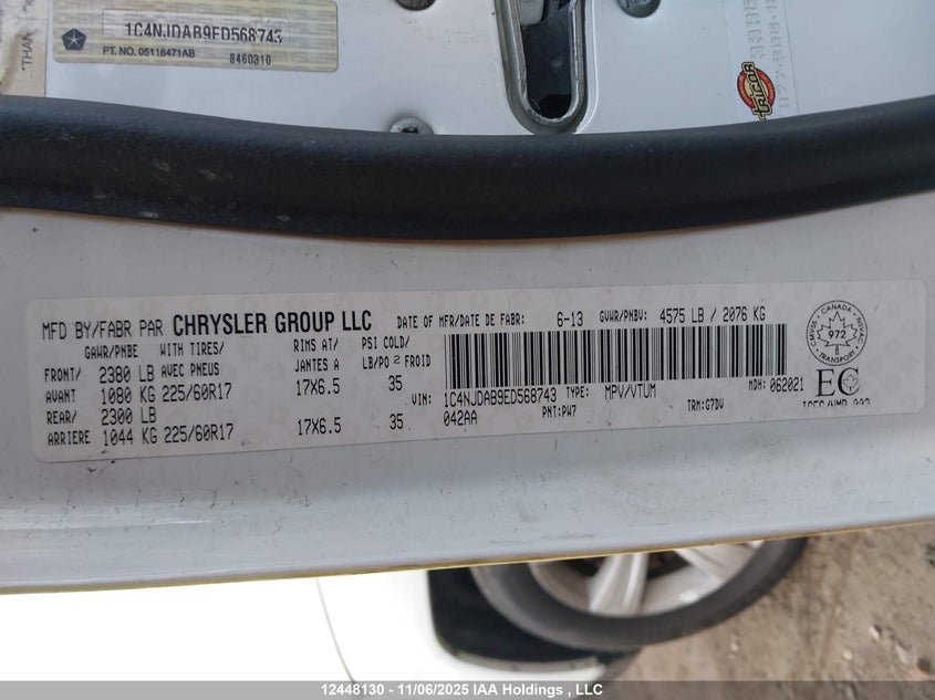 2014 Jeep Compass Sport/North VIN: 1C4NJDAB9ED568743 Lot: 12448130