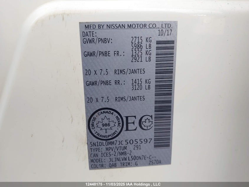 2018 Infiniti Qx60 VIN: 5N1DL0MM7JC505597 Lot: 12448175