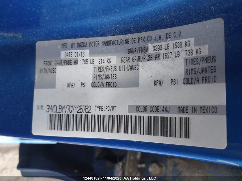 2016 Toyota Yaris VIN: 3MYDLBYV7GY125762 Lot: 12448182