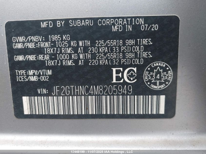 2021 Subaru Crosstrek Limited VIN: JF2GTHNC4M8205949 Lot: 12448199