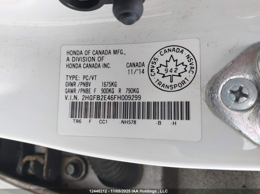2HGFB2E46FH009299 2015 HONDA CIVIC photo no. 9