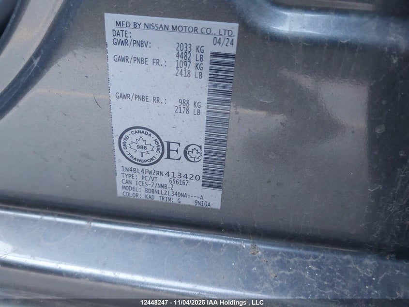 1N4BL4FW2RN413420 2024 NISSAN ALTIMA photo no. 9