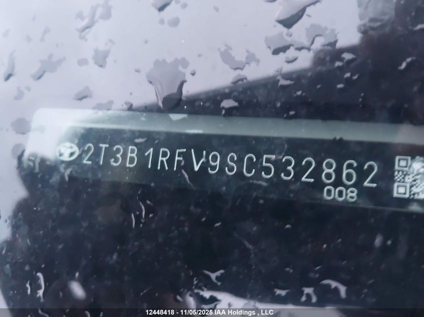 2025 Toyota Rav4 Le VIN: 2T3B1RFV9SC532862 Lot: 12448418