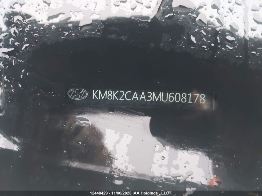 2021 Hyundai Kona Preferred Awd VIN: KM8K2CAA3MU608178 Lot: 12448429