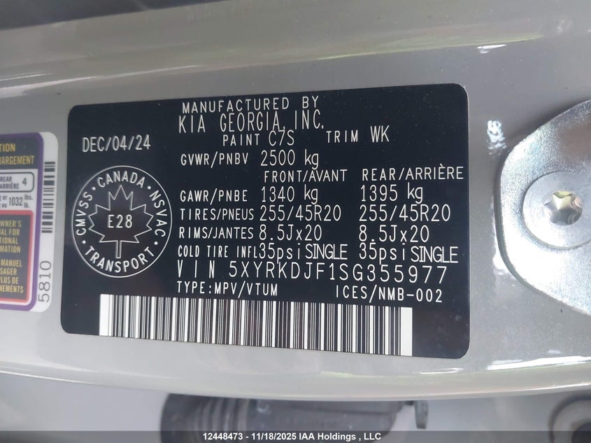 5XYRKDJF1SG355977 2025 KIA SORENTO photo no. 9