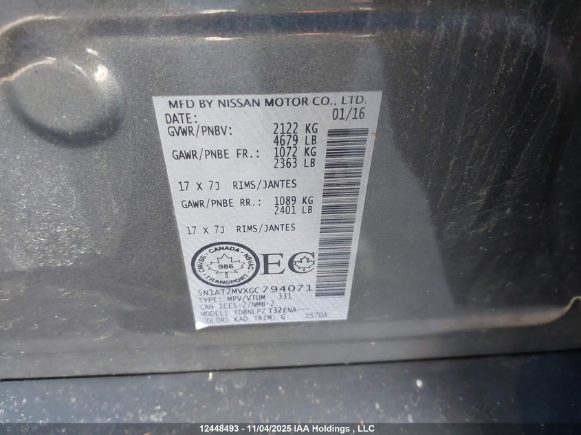 5N1AT2MVXGC794071 2016 NISSAN ROGUE photo no. 9