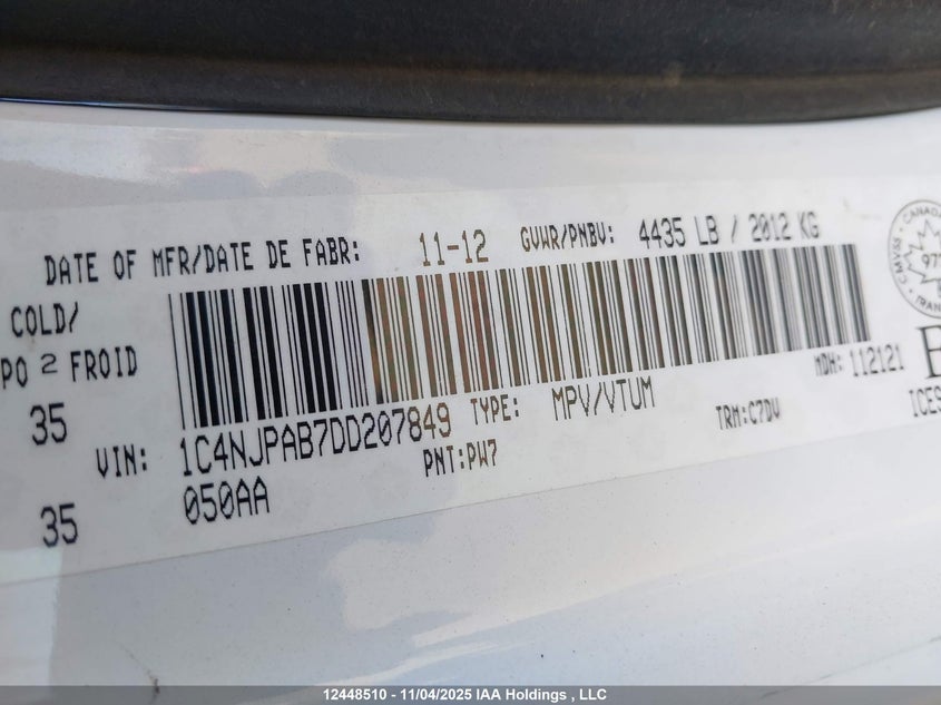 1C4NJPAB7DD207849 2013 JEEP LIBERTY (PATRIOT) photo no. 9