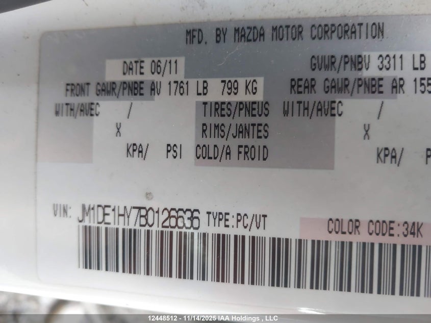 2011 Mazda Mazda2 Gs/Gx VIN: JM1DE1HY7B0126636 Lot: 12448512