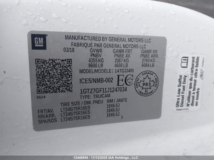1GTZ7GF11J1247034 2018 GMC SAVANA photo no. 8