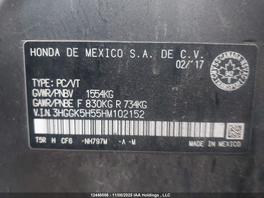 2017 Honda Fit Lx VIN: 3HGGK5H55HM102152 Lot: 12448556
