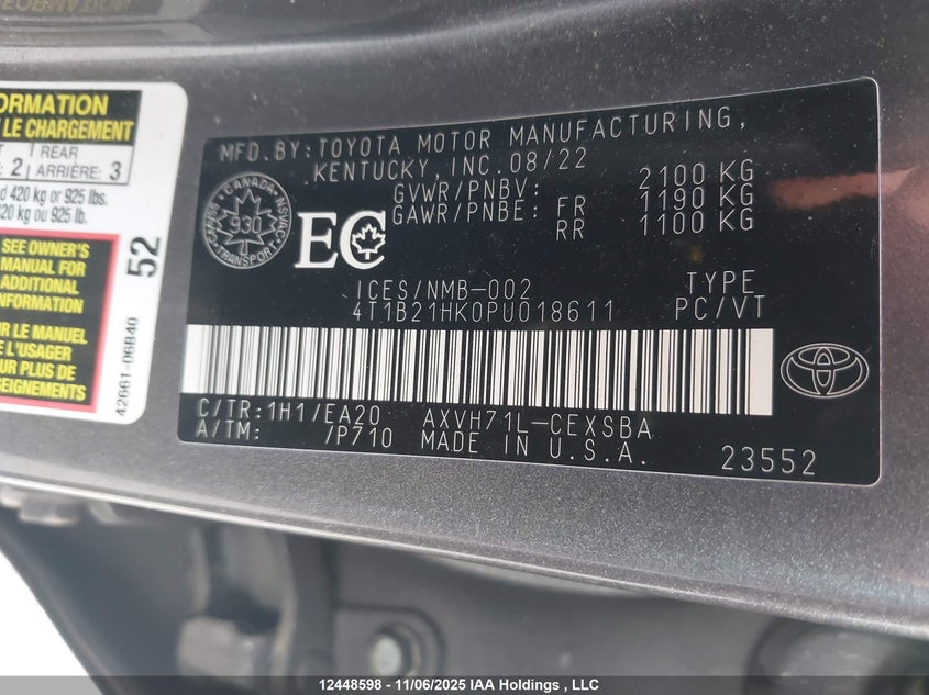 4T1B21HK0PU018611 2023 TOYOTA CAMRY photo no. 19