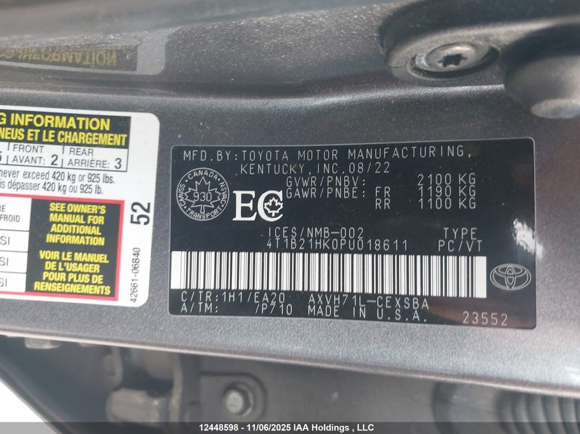 4T1B21HK0PU018611 2023 TOYOTA CAMRY photo no. 9