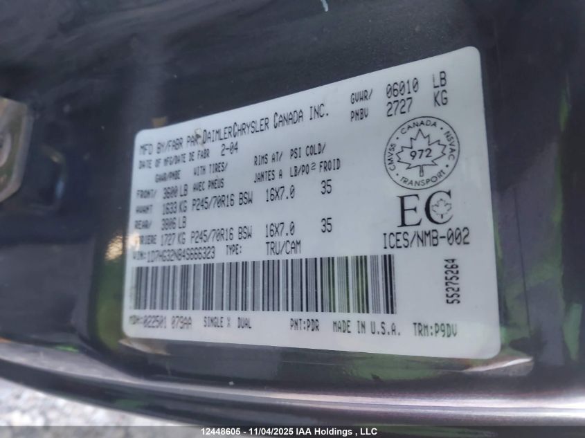 2004 Dodge Dakota Sport VIN: 1D7HG32N84S666323 Lot: 12448605