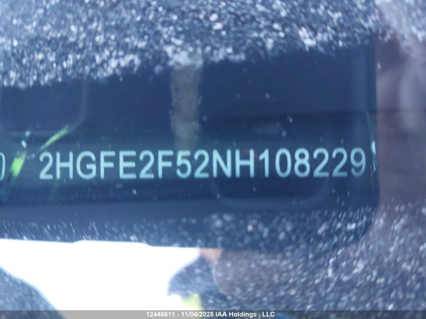 2022 Honda Civic Sport VIN: 2HGFE2F52NH108229 Lot: 12448611