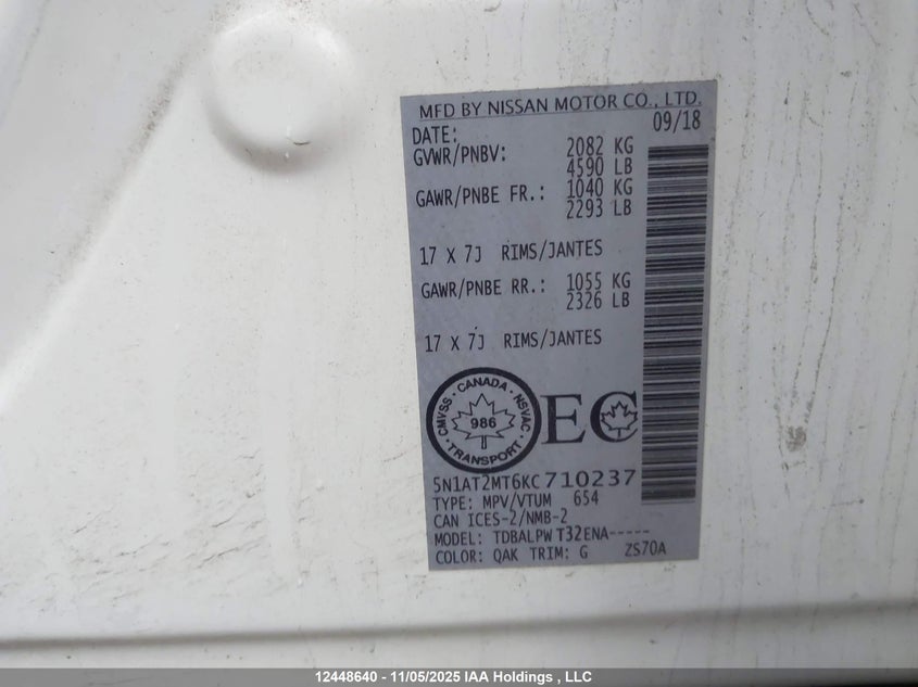 5N1AT2MT6KC710237 2019 NISSAN ROGUE photo no. 9
