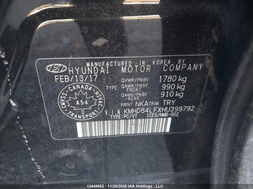KMHD84LFXHU399792 2017 HYUNDAI ELANTRA photo no. 9