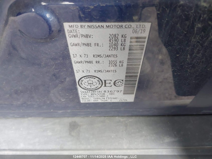5N1AT2MT5KC836797 2019 NISSAN ROGUE photo no. 9