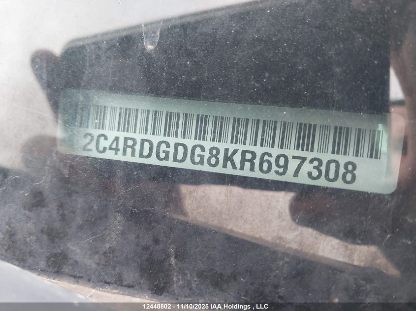 2019 Dodge Grand Caravan Crew VIN: 2C4RDGDG8KR697308 Lot: 12448802