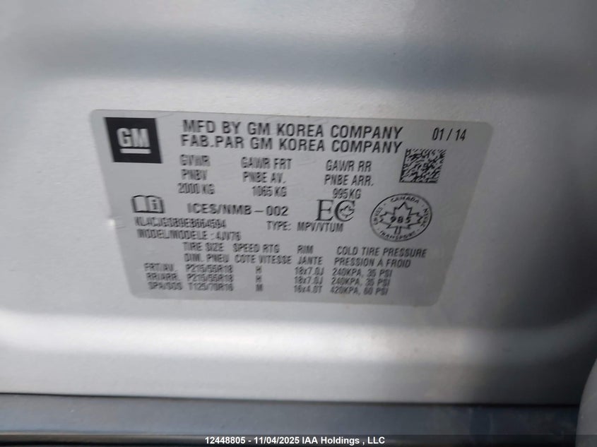 2014 Buick Encore VIN: KL4CJGSB9EB664594 Lot: 12448805