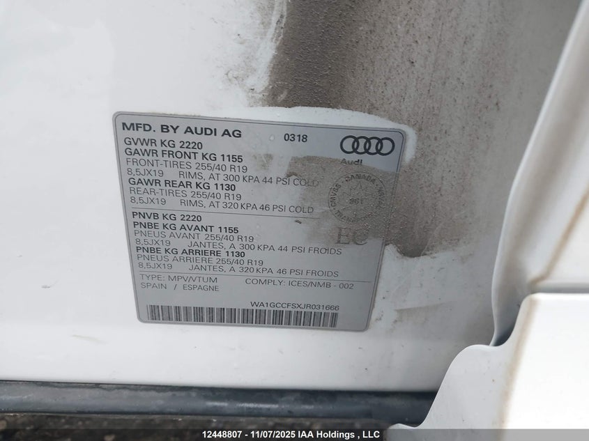 WA1GCCFSXJR031666 2018 AUDI Q3 photo no. 9