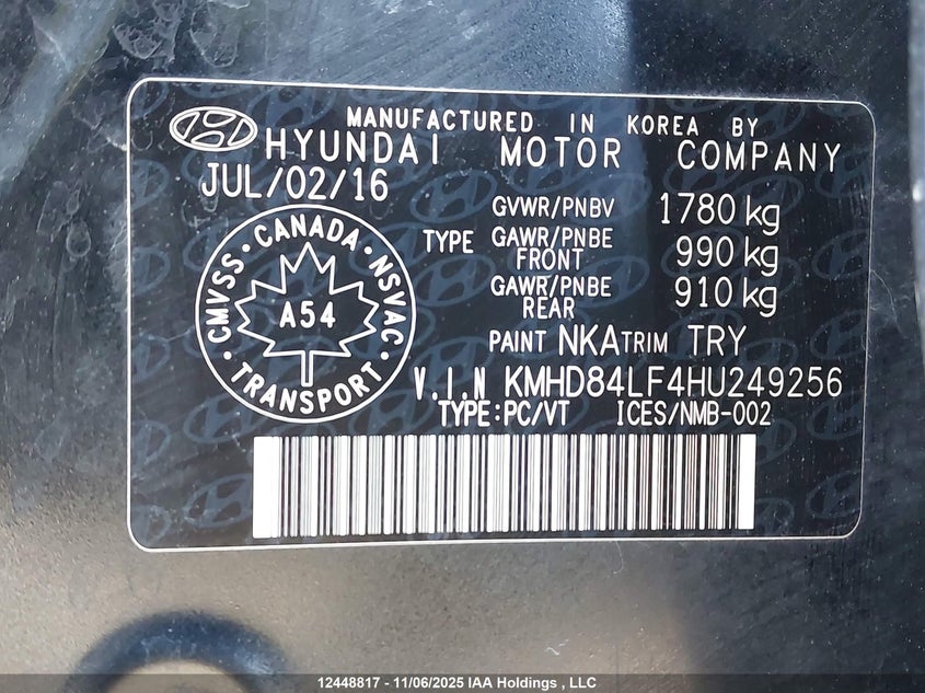 KMHD84LF4HU249256 2017 HYUNDAI ELANTRA photo no. 9