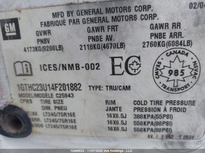 2004 GMC Sierra C2500 Heavy Duty VIN: 1GTHC23U14F201882 Lot: 12448832