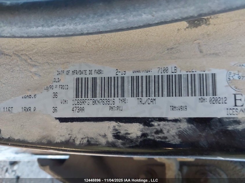1C6SRFGT8KN763916 2019 RAM 1500 photo no. 9