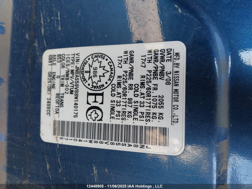 JN8AS58V88W140175 2008 NISSAN ROGUE photo no. 9