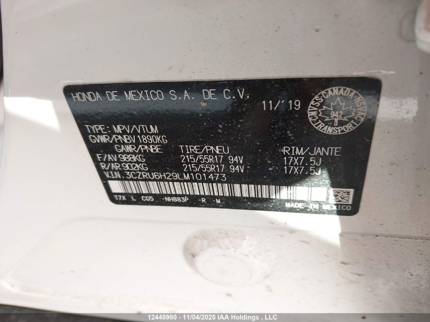 2020 Honda Hr-V Sport VIN: 3CZRU6H29LM101473 Lot: 12448980